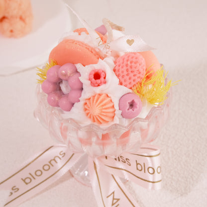 Miss Blooms Small Sundae Candle in gift-ready presentation with satin ribbon