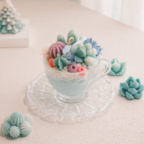 Terrarium Delight Premium Vintage Tea Cup Candle