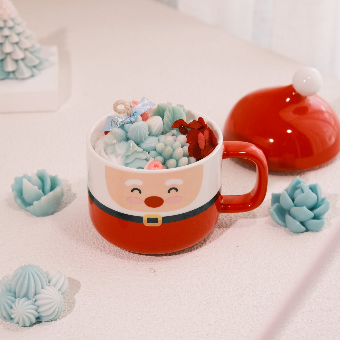 Santa Cactus Mug Candle