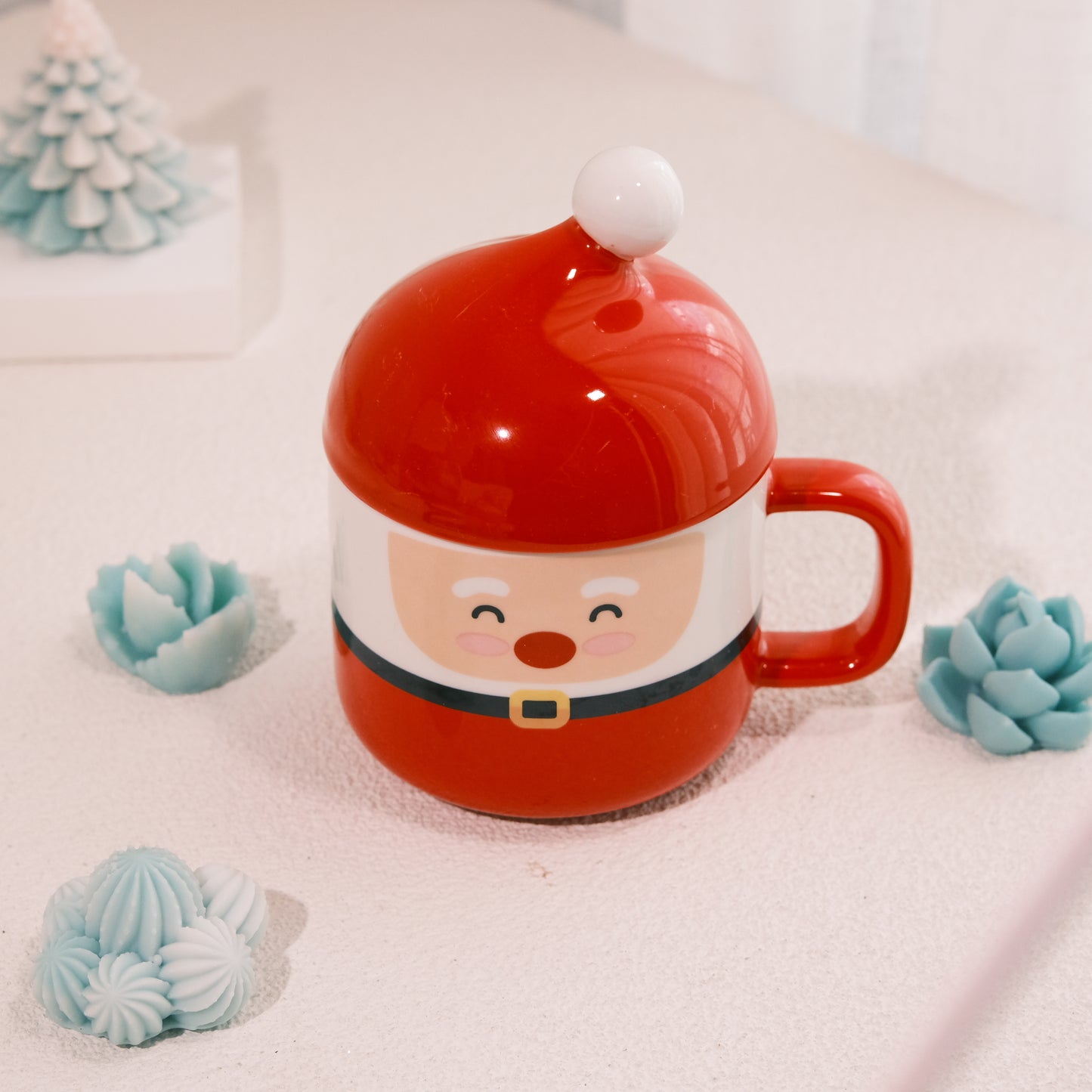 Santa Cactus Mug Candle