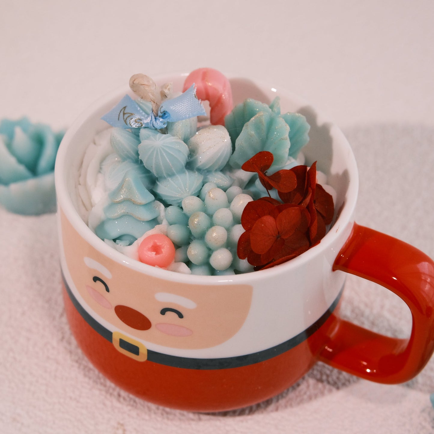 Santa Cactus Mug Candle