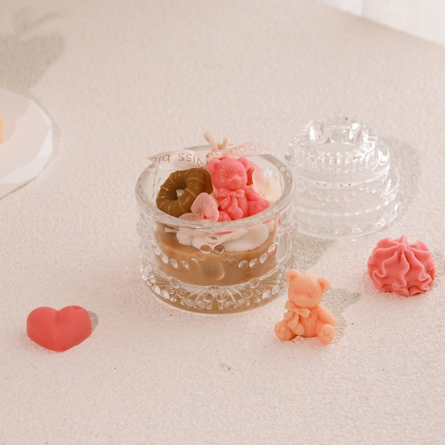 Vanilla Caramel Sparkle Jar Candle with Teddy Bear