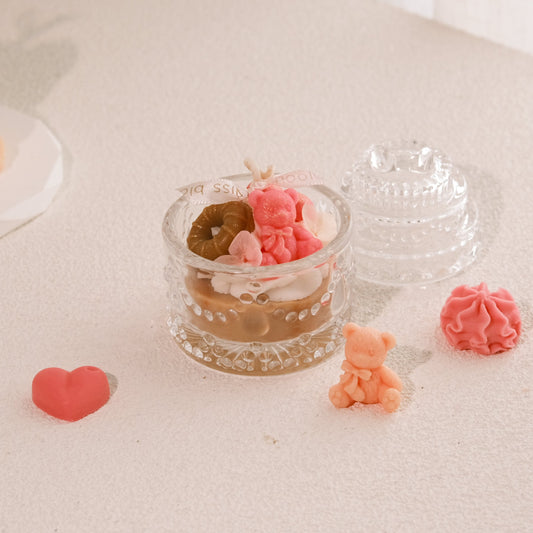 Vanilla Caramel Sparkle Jar Candle with Teddy Bear