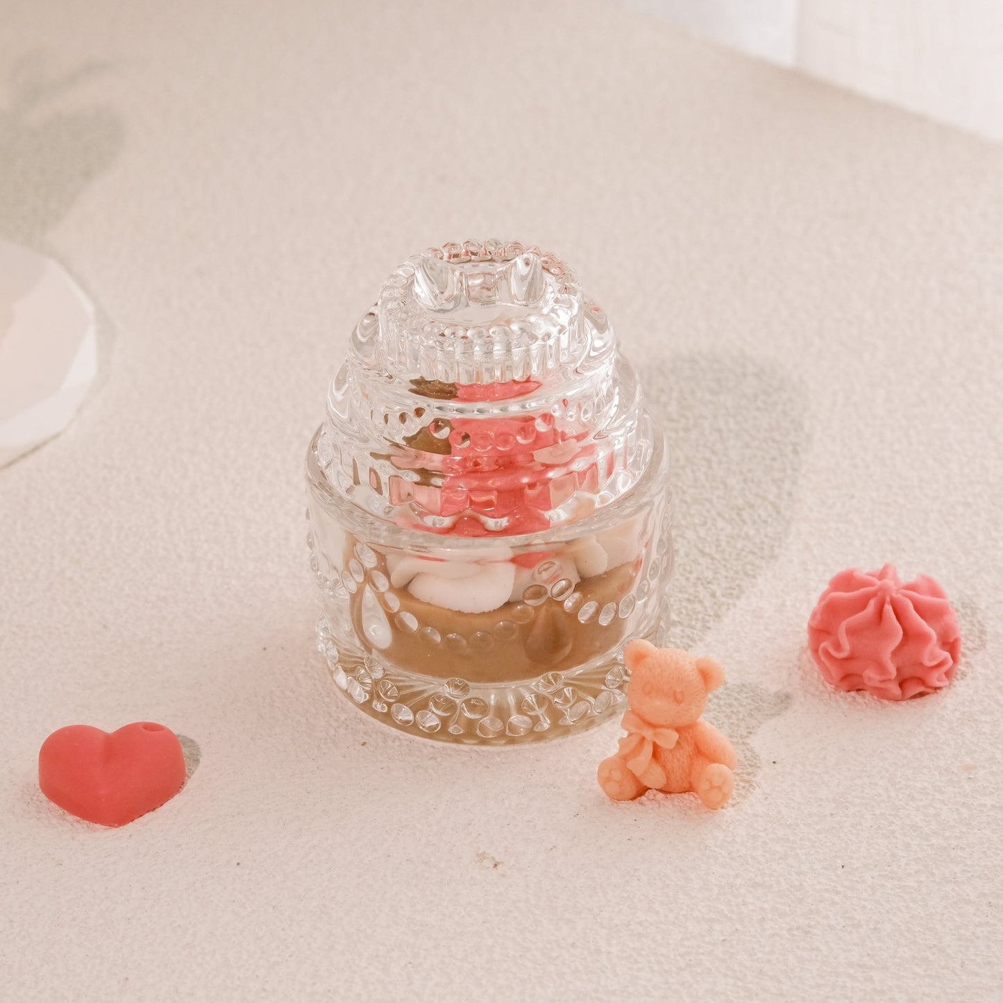 Vanilla Caramel Sparkle Jar Candle with Teddy Bear