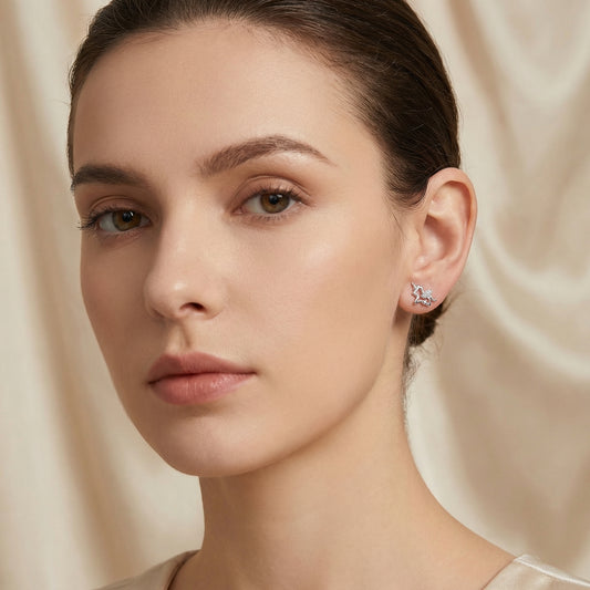 Petite Zircon Unicorn Rhodium Plated Sterling Silver Earring