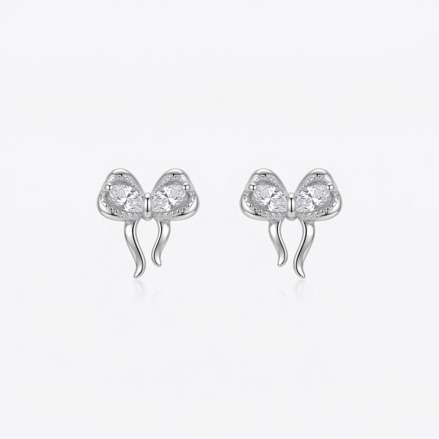 Petite Zircon Bow Rhodium Plated Sterling Silver Earring