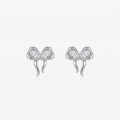 Petite Zircon Bow Rhodium Plated Sterling Silver Earring