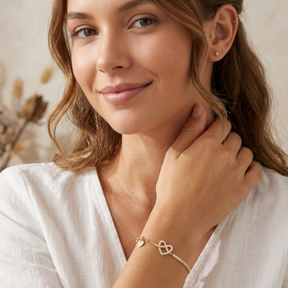 Sparkling Interlocking Heart Gold Plated Bracelet