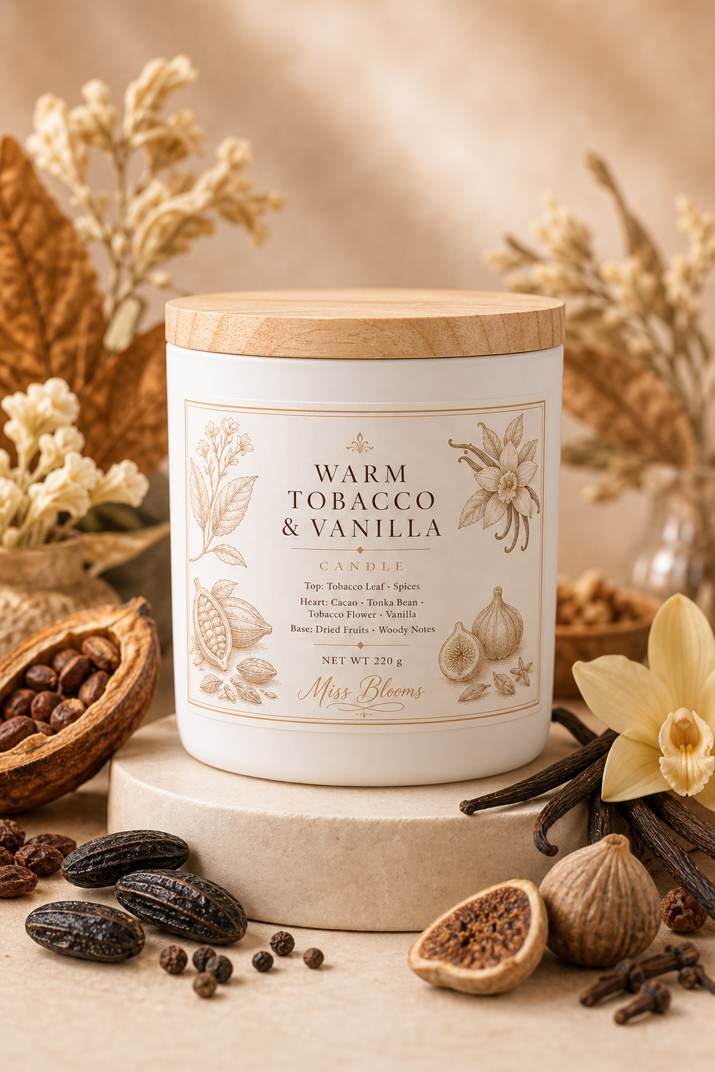 Warm Tobacco & Vanilla Scented Candle | Inspired by Tobacco Vanille