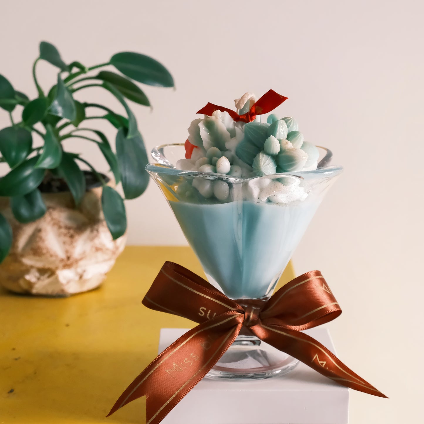 Christmas-themed Botanical Glass Candle