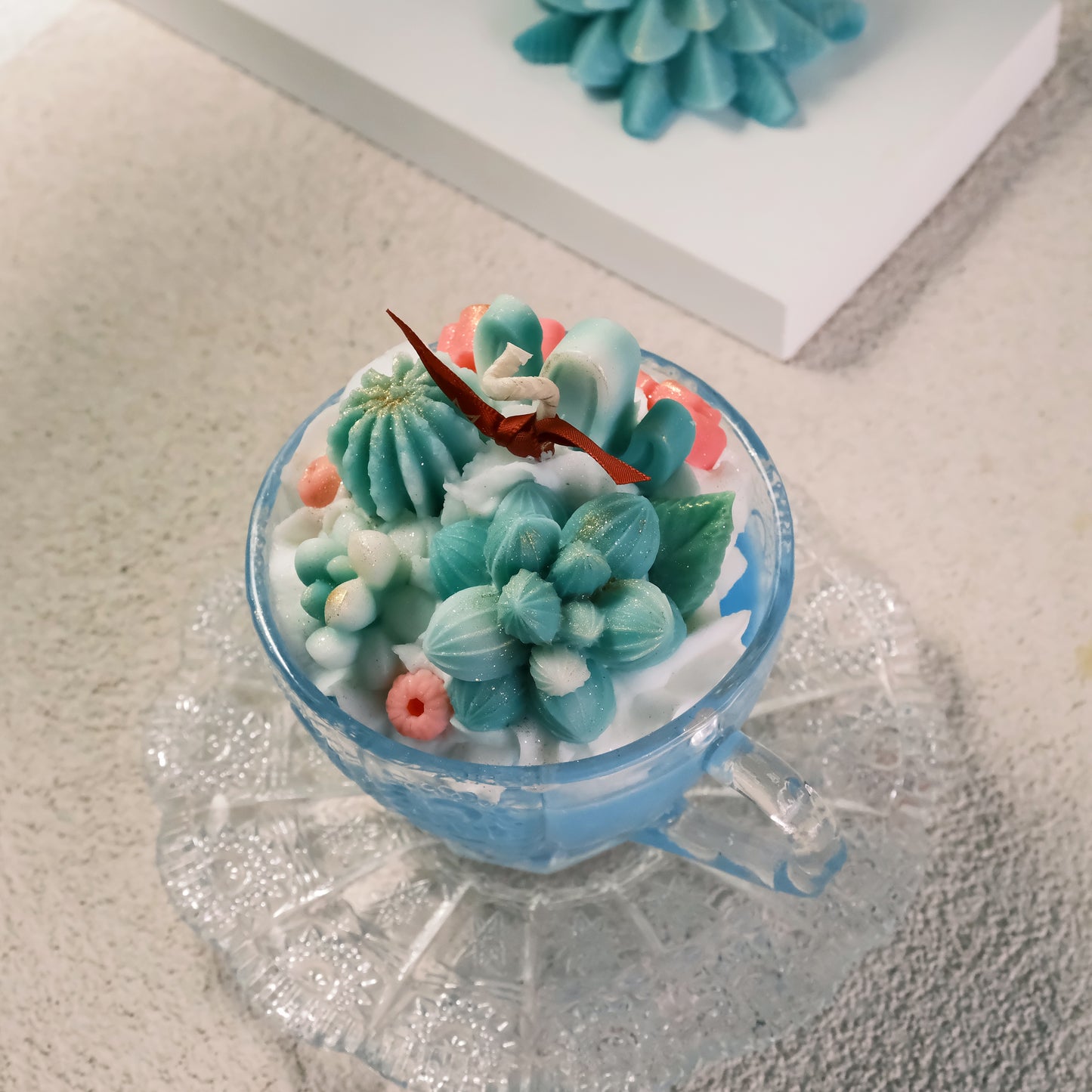 Christmas-themed Terrarium Premium Vintage Tea Cup Candle