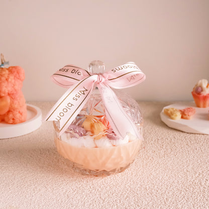 Top view of Miss Blooms Sweet Treats Bowl Candle showing full edge-to-edge colourful wax topping arrangement
