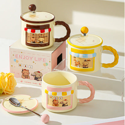 Cartoon Café Window Ceramic Mug