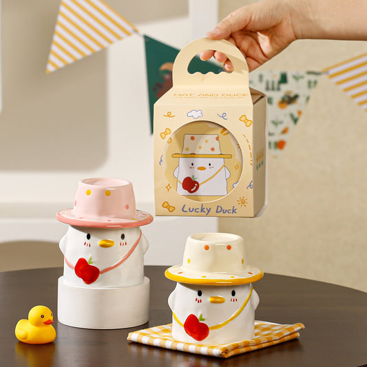Lucky Duck Hat Mug with Hat Lid