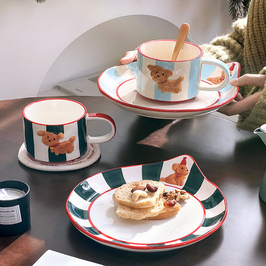 Holiday Puppy Ceramic Mug & Plate Set