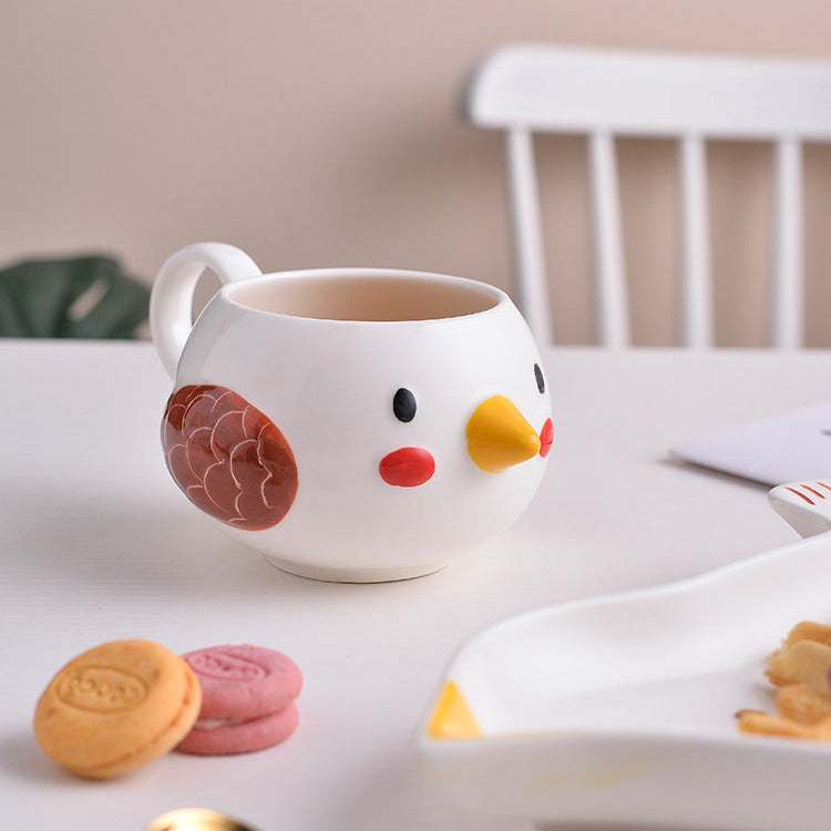 Bird Beak Ceramic Mug with Saucer