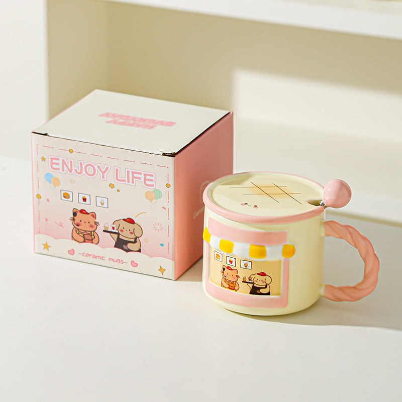 Cartoon Café Window Ceramic Mug