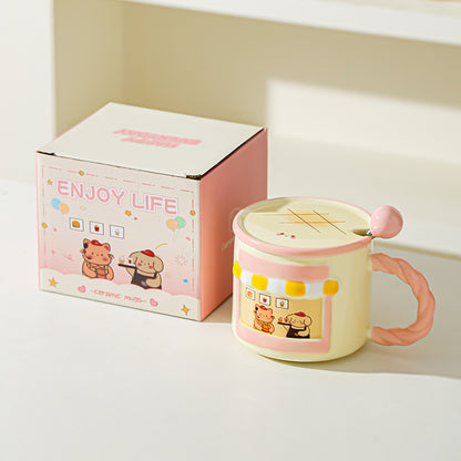 Cartoon Café Window Ceramic Mug