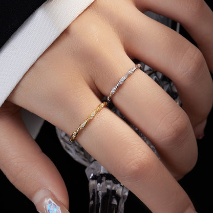 Elegant Braided Zircon Adjustable Sterling Silver Rings