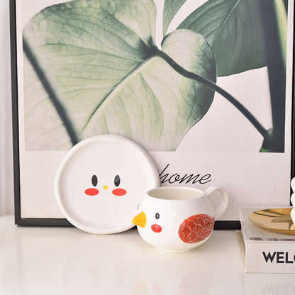 Bird Beak Ceramic Mug with Saucer