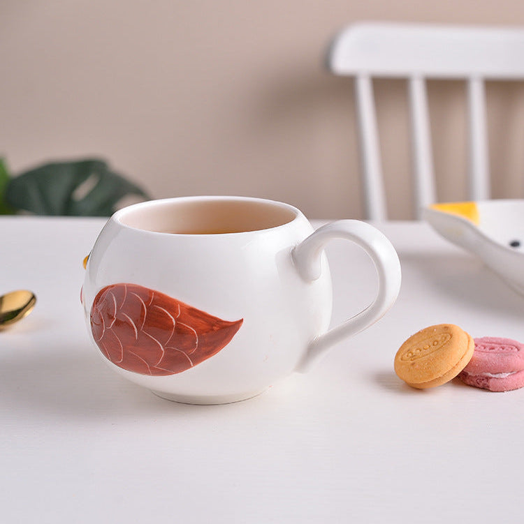 Bird Beak Ceramic Mug with Saucer