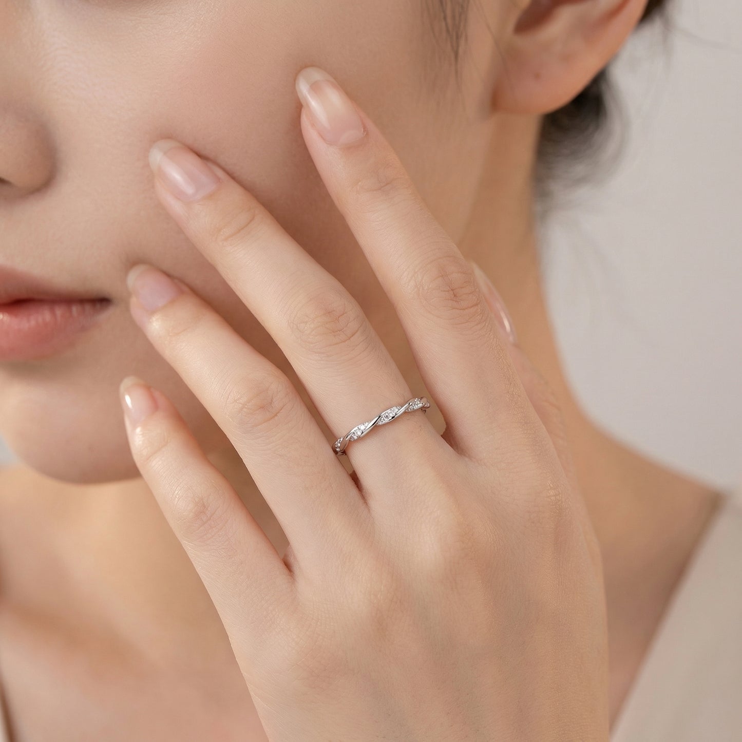 Elegant Braided Zircon Adjustable Sterling Silver Rings