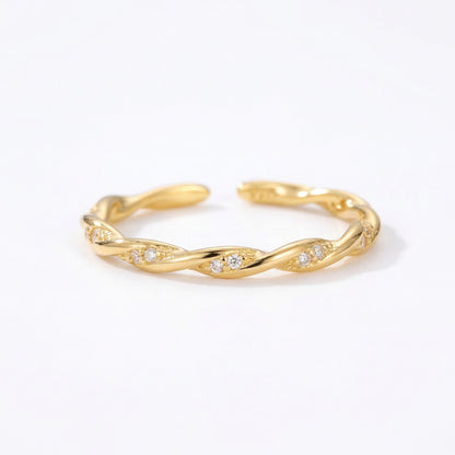 Elegant Braided Zircon Adjustable Sterling Silver Rings
