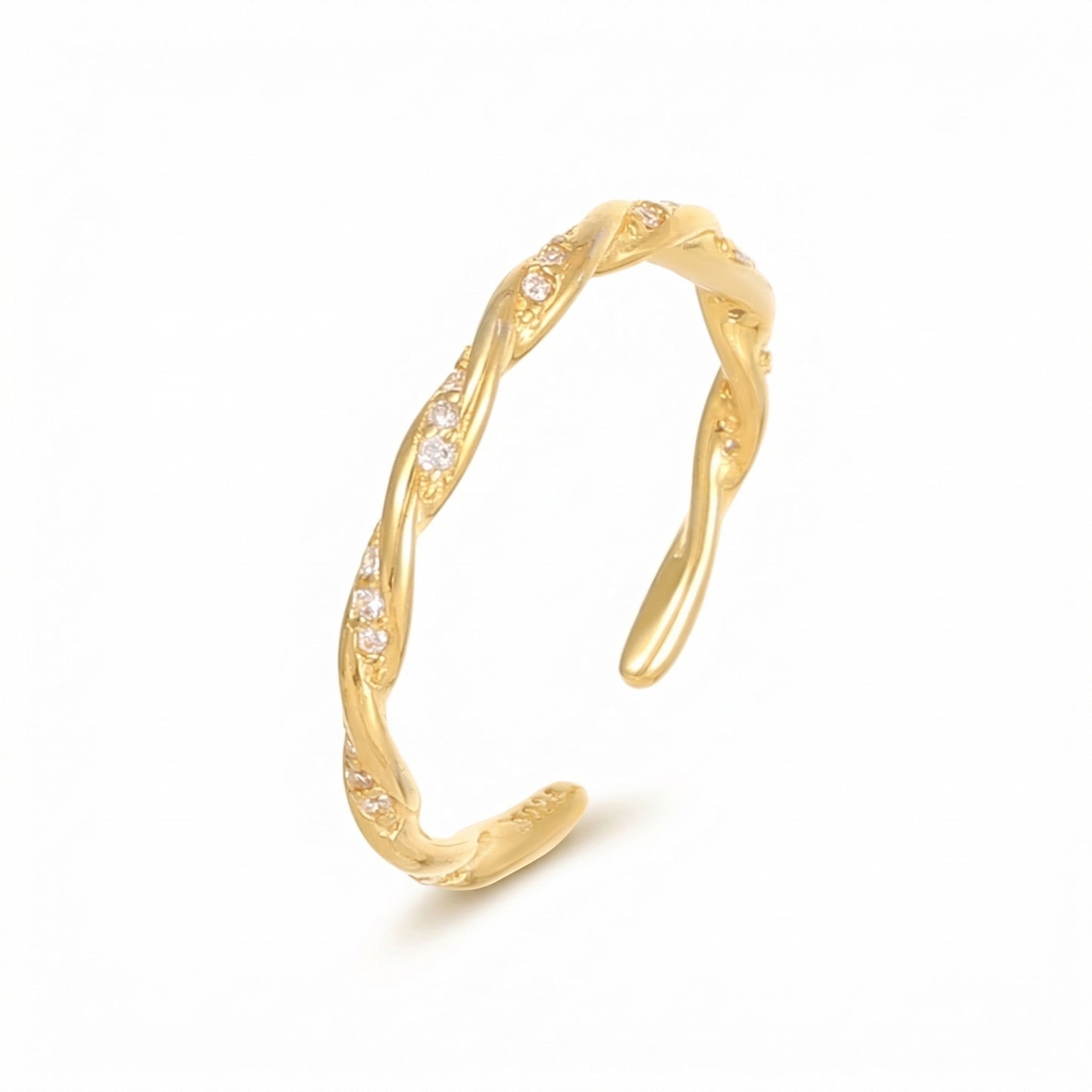 Elegant Braided Zircon Adjustable Sterling Silver Rings
