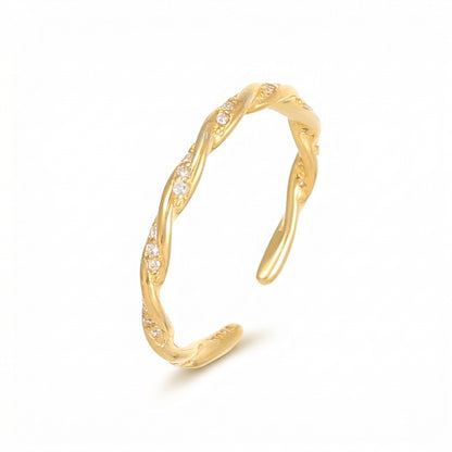 Elegant Braided Zircon Adjustable Sterling Silver Rings