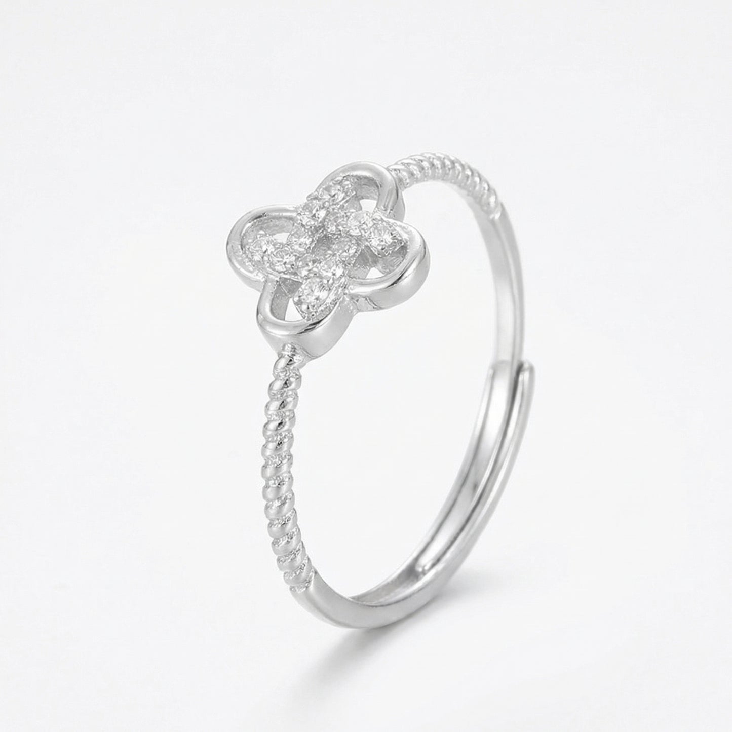 Sparkling Clover Knot Sterling Silver Rings