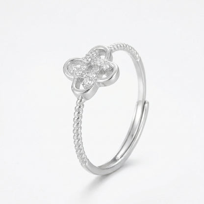Sparkling Clover Knot Sterling Silver Rings