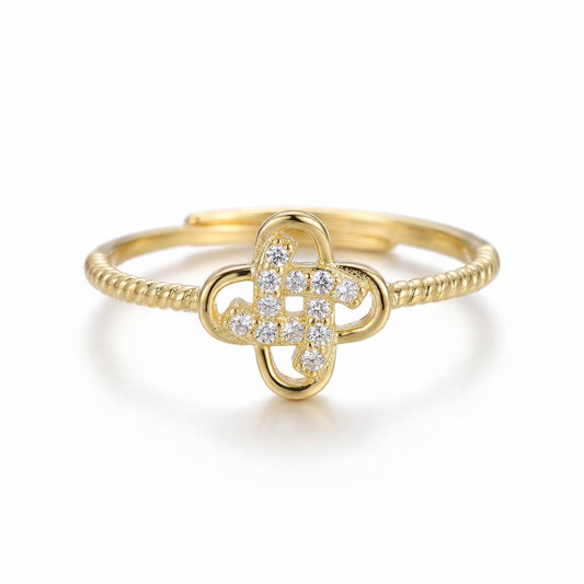 Sparkling Clover Knot Sterling Silver Rings