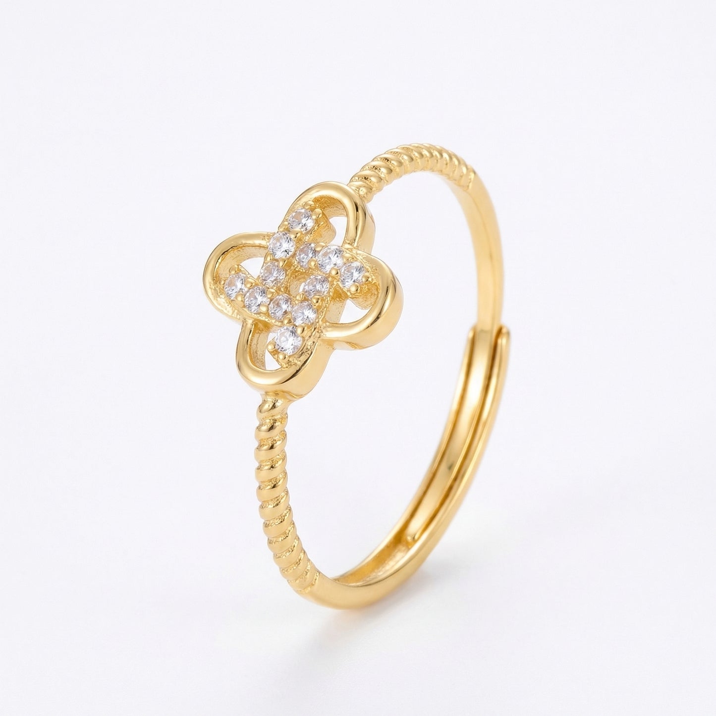 Sparkling Clover Knot Sterling Silver Rings