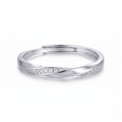 Sparkling Mobius Twist Adjustable Sterling Silver Rings