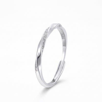 Sparkling Mobius Twist Adjustable Sterling Silver Rings