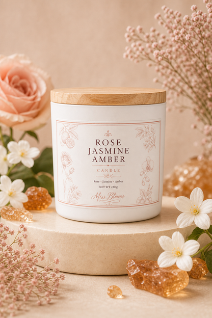 Rose Jasmine Amber Scented Candle | Inspired by Flowerbomb