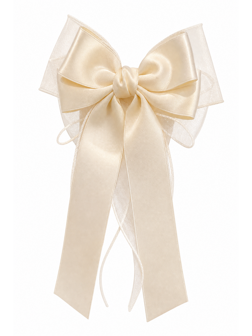 Beige Layered Satin Bow Hair Clip
