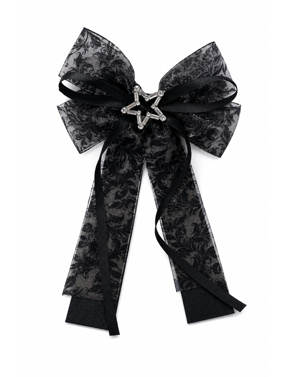 Black Baroque Sheer Bow Hair Clip 1
