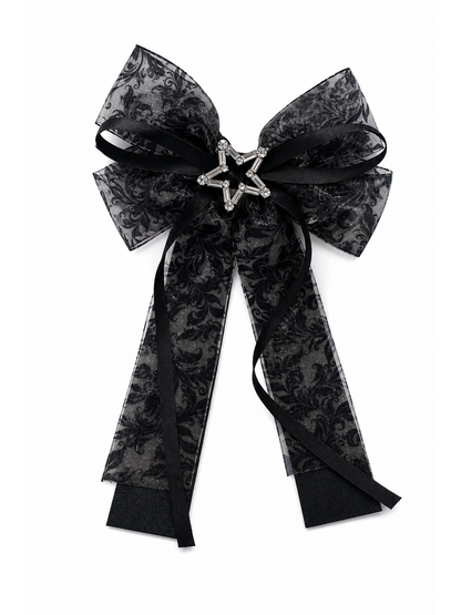 Black Baroque Sheer Bow Hair Clip 1