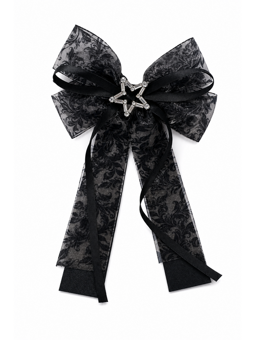 Black Baroque Sheer Bow Hair Clip