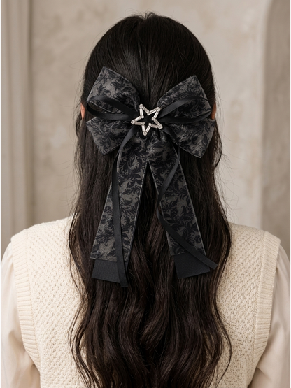 Black Baroque Sheer Bow Hair Clip 2