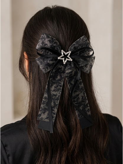 Black Baroque Sheer Bow Hair Clip 3