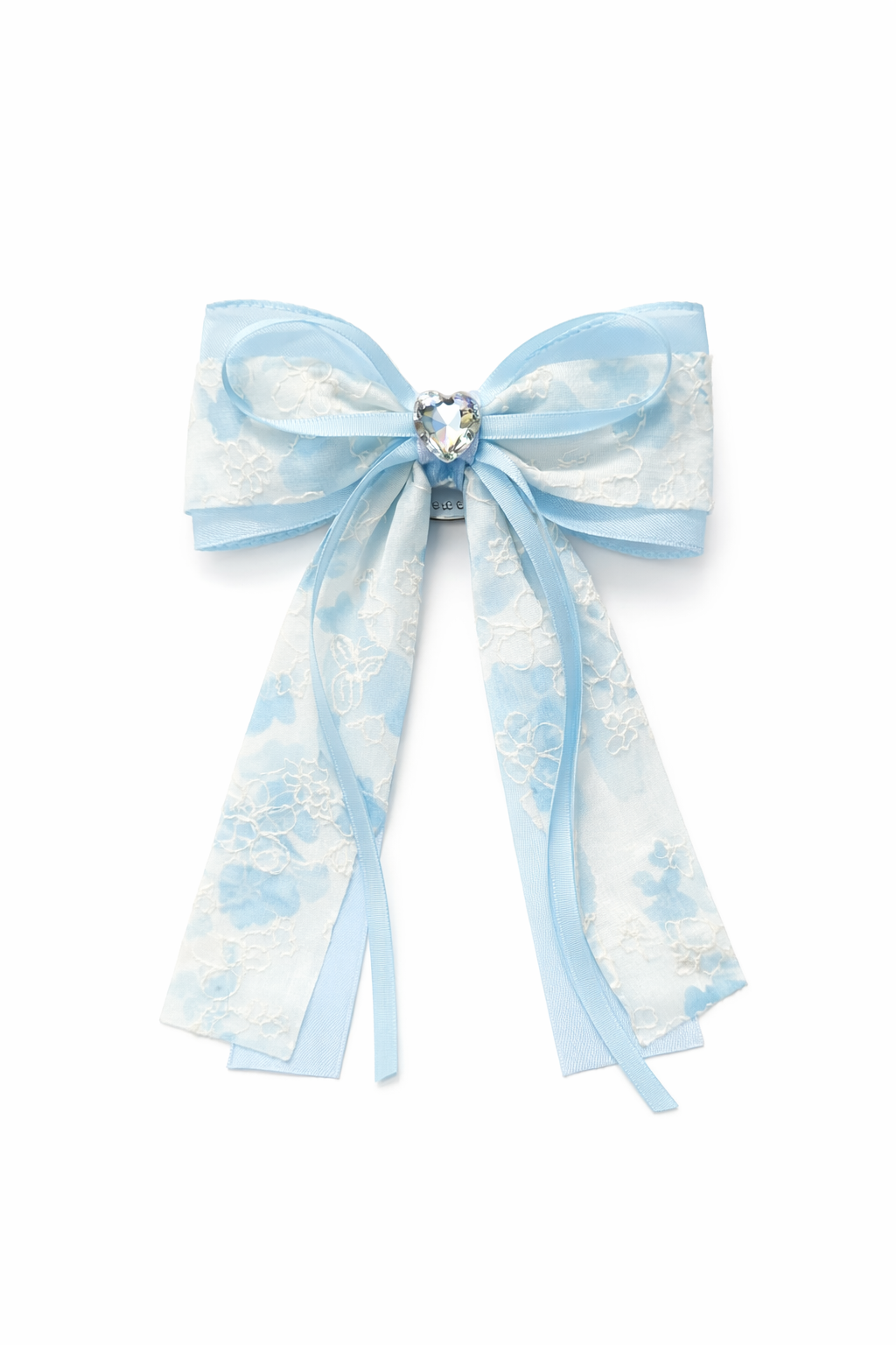 Delicate Blue Bow Hair Clip with Heart Detail, Pack of 2 1