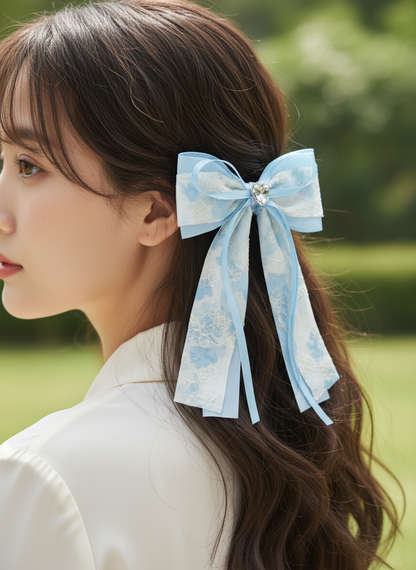 Delicate Blue Bow Hair Clip with Heart Detail, Pack of 2 4