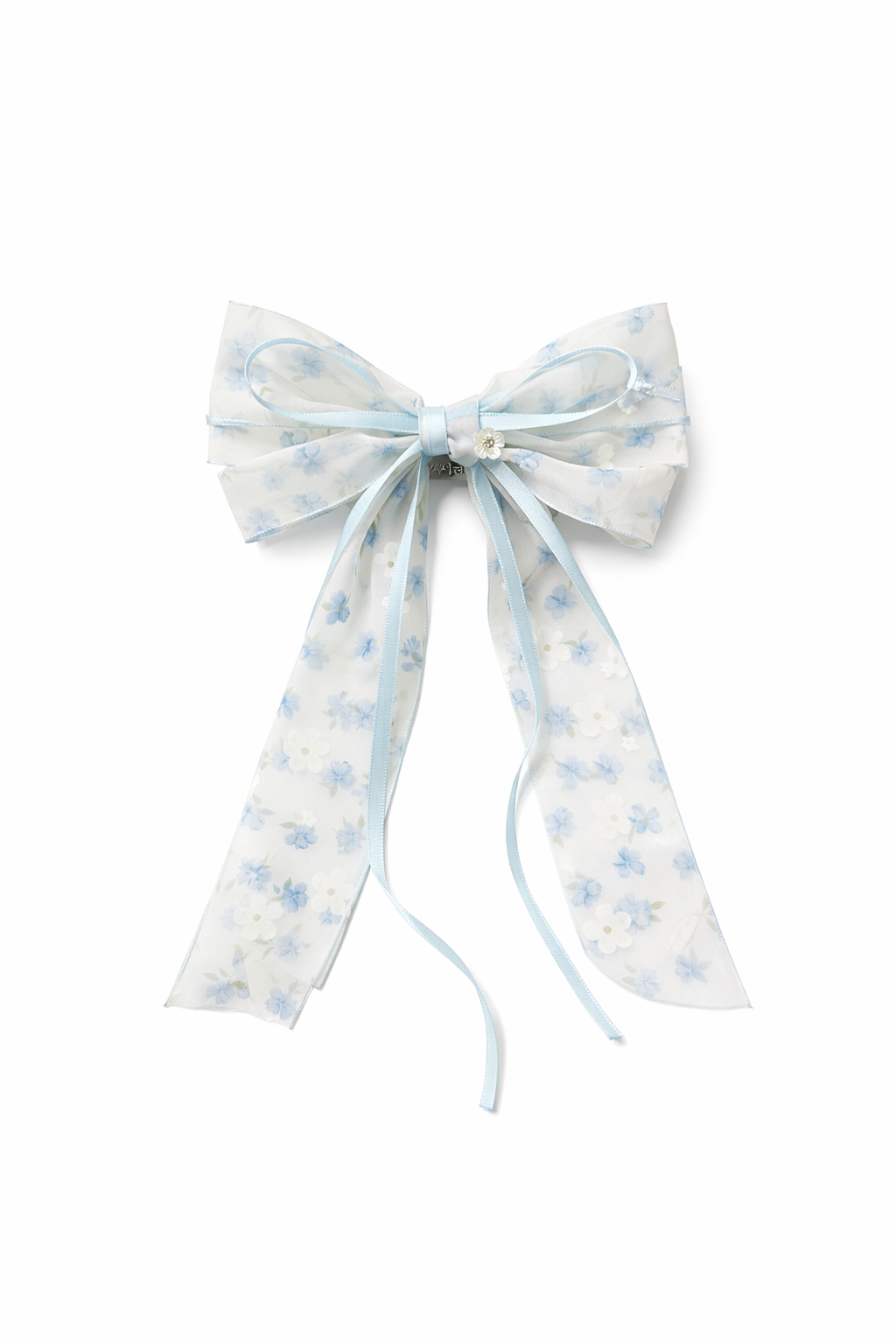 Elegant Blue Floral Bow Hair Clip – Set of 3 1
