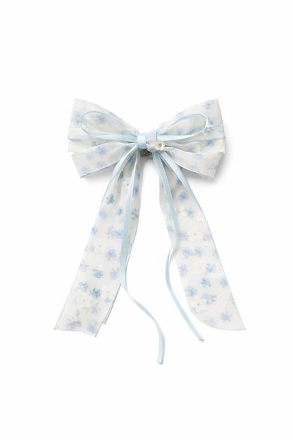 Elegant Blue Floral Bow Hair Clip – Set of 3 1