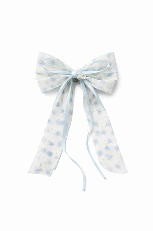 Elegant Blue Floral Bow Hair Clip – Set of 3 1