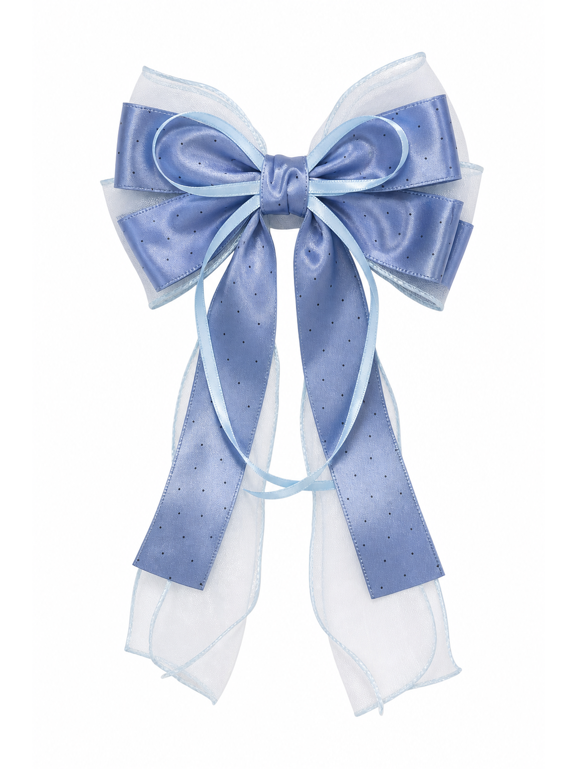 Blue Layered Ribbon Bow Hair Clip 1