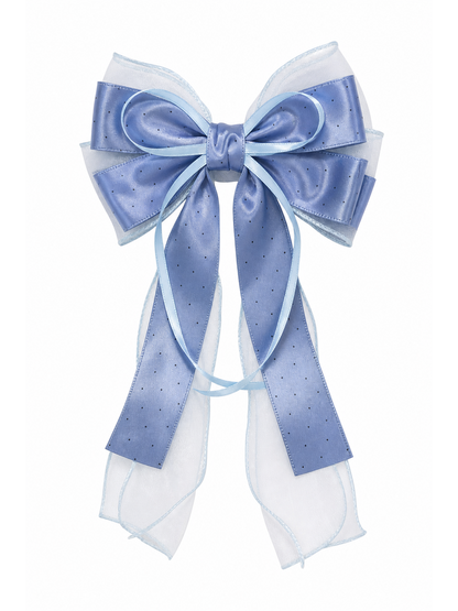 Blue Layered Ribbon Bow Hair Clip 1