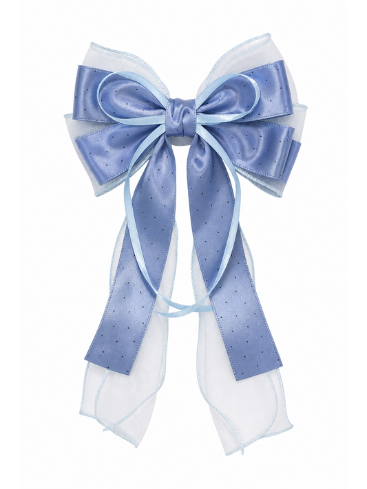 Blue Layered Ribbon Bow Hair Clip 1